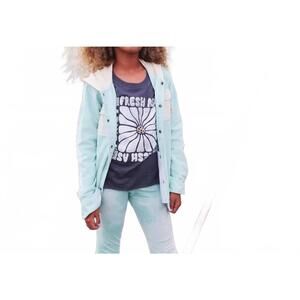 NEW TINY WHALES sprout corduroy jacket in seafoam/natural corduroy